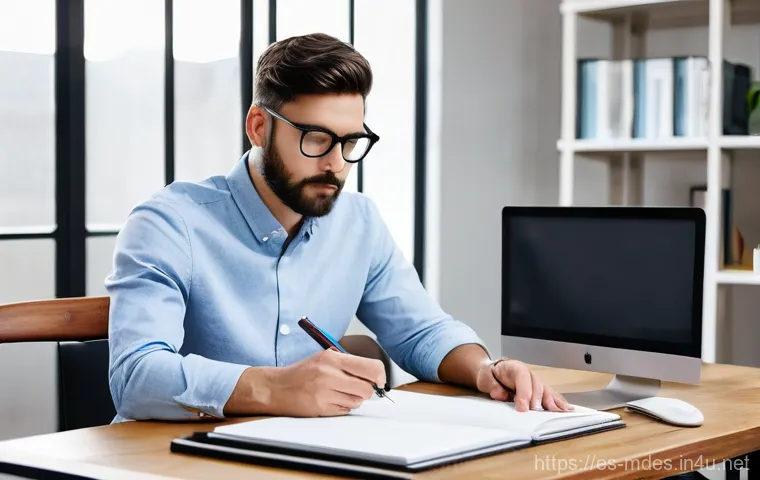 기계설계 제품 개발 과정 - **Prompt 1: The Initial Spark of Conception**
A young, focused designer, appearing to be in thei...