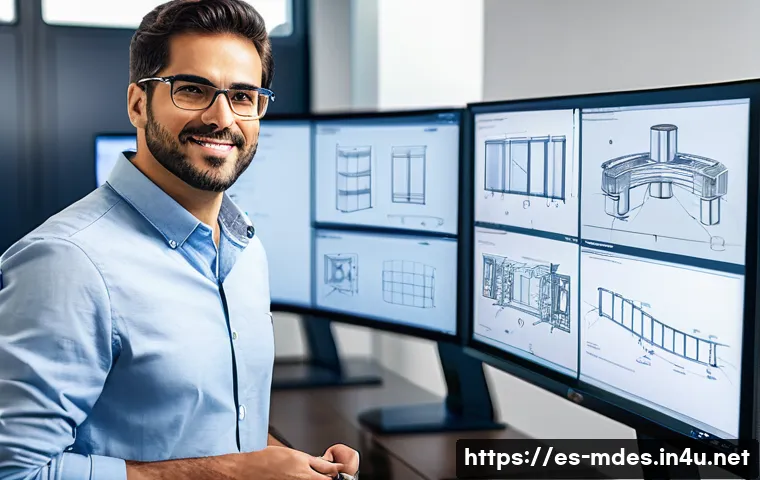 기계설계 프로젝트 리더 되는 방법 - A confident Spanish-speaking mechanical engineering team leader in a modern office, surrounded by ad...